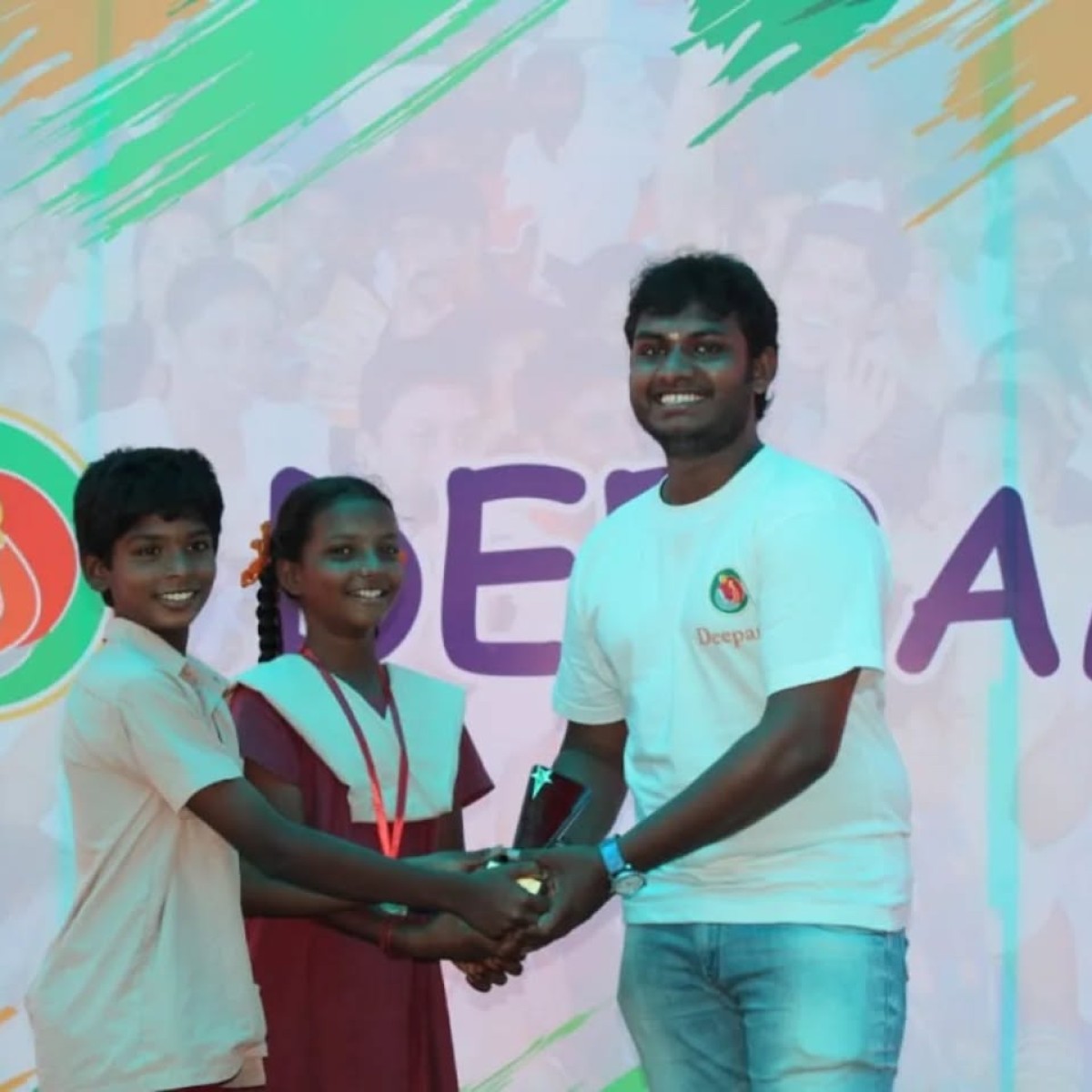 Sugumaran: 12 years since he started volunteering at Deepam

Sugumaran joined Deepam's Olcott centre, 12 years ago. In the early days, he was a highly committed teaching volunteer, who helped with smooth operations at Olcott school. He would also bring all his friends to volunteer as well.

He would also be the 1st to raise his hands to organise any event at Deepam - helping with the logistics and ensuring the event went well. Also, he enjoyed being the MC of events!

Later on, as he moved his house to a different part of Chennai, he opened new Deepam centres on OMR & Pallikarnai, and helped run the operations there.

Sugumaran always found news ways to contribute at Deepam, at different times in his life!